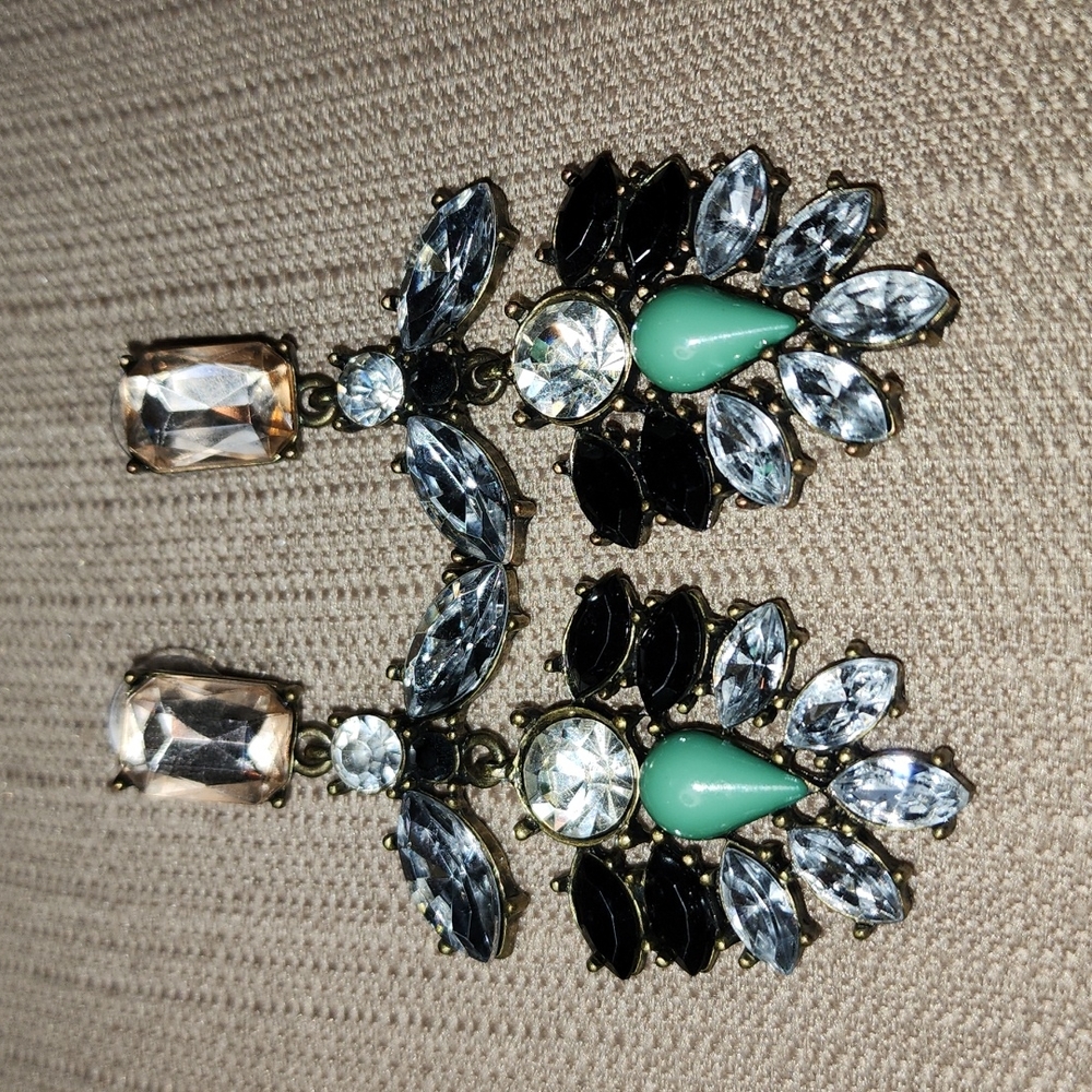 "Simone" Earrings || Clear Crystal Statement - Picture 8 of 12